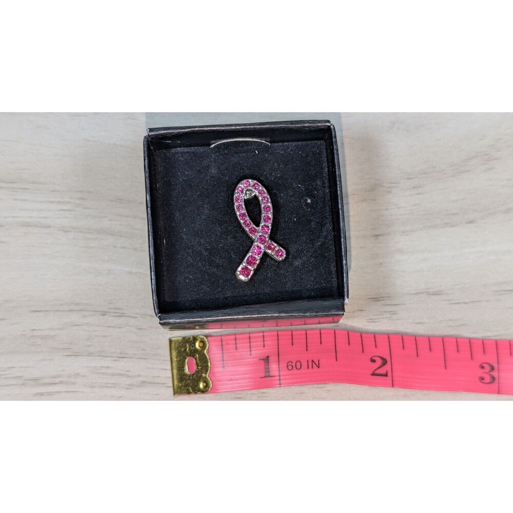 Avon Breast Cancer Awareness Pink Rhinestone Ribbon Pin in Original Box